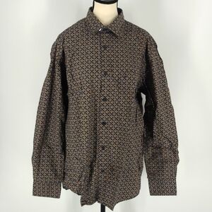 ColorPlus Size L Navy Blue Floral Dress Shirt